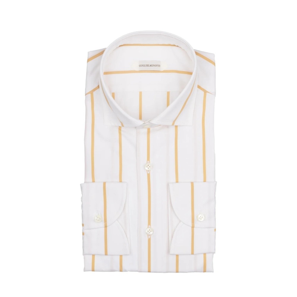 Guglielminotti French collar pure white cotton poplin orange Size 40